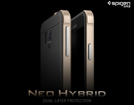 Силиконови гърбове Силиконови гърбове за Samsung Луксозен оригинален силиконов гръб Neo Hybrid SGP за Samsung Galaxy Alpha G850 черен с златиста лайсна